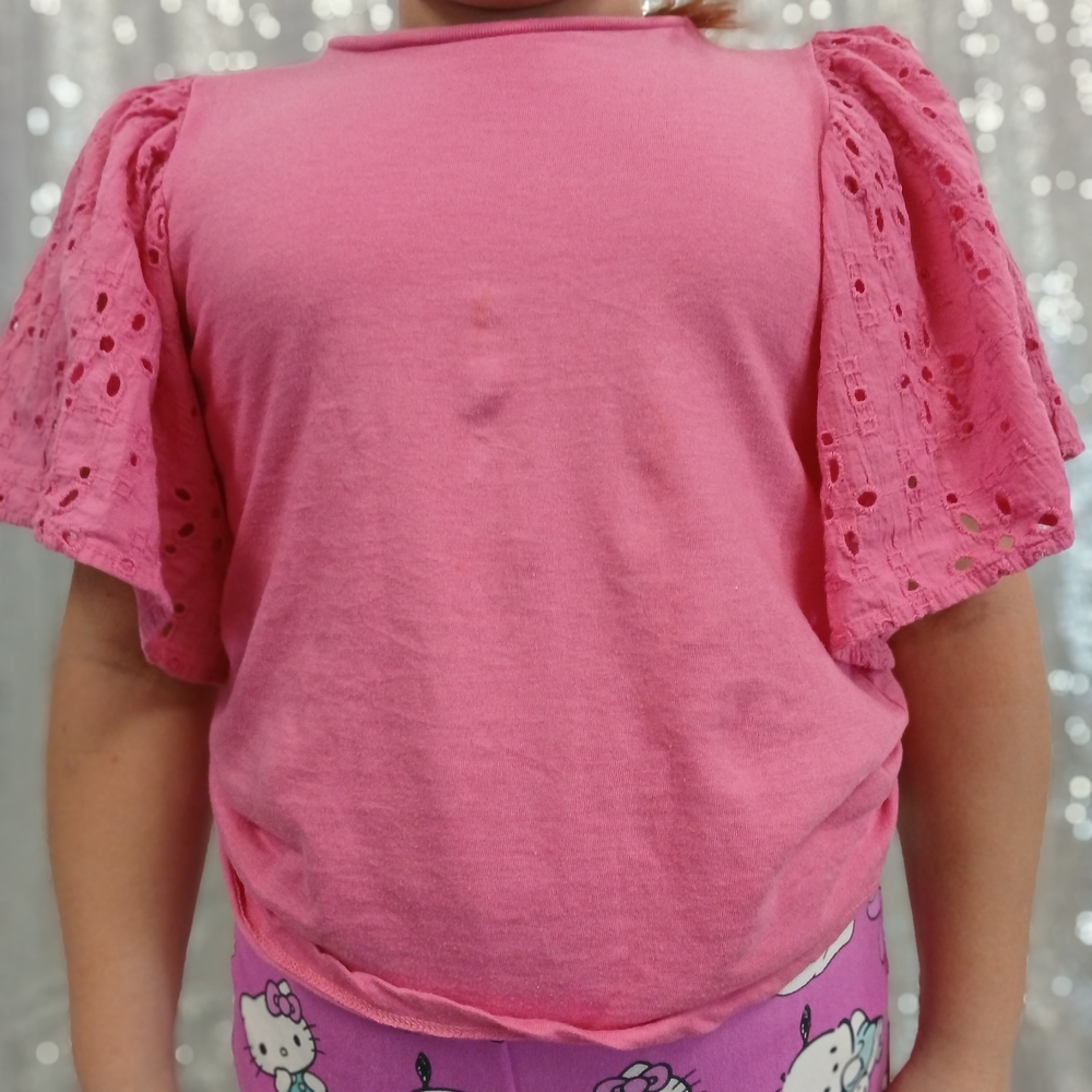 Jessica Simpson Pink Eyelet Sleeve Kids Tee